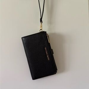 Michael Kors Black Leather Wristlet